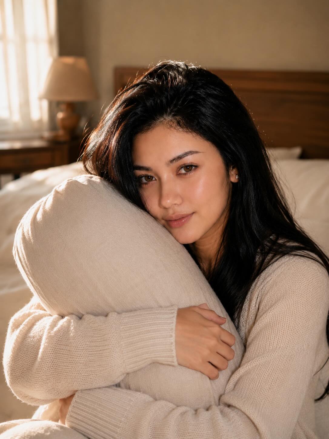 Cozy Morning Portrait with a Cream Bolster output 3