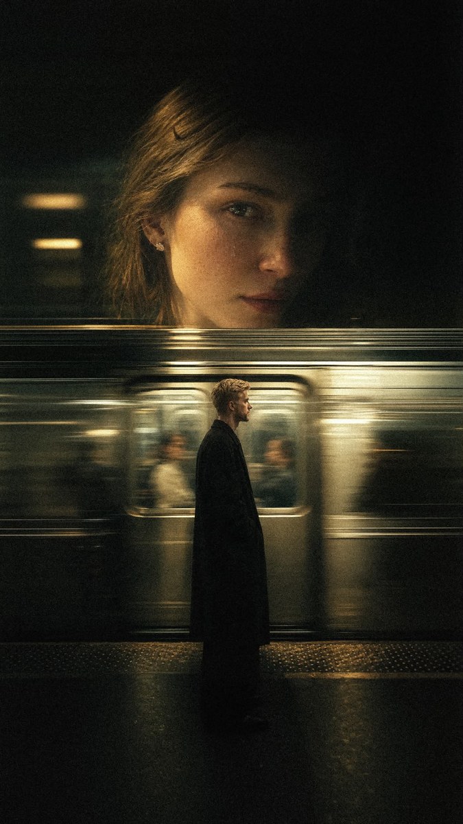 Still Figure on a Moving Subway