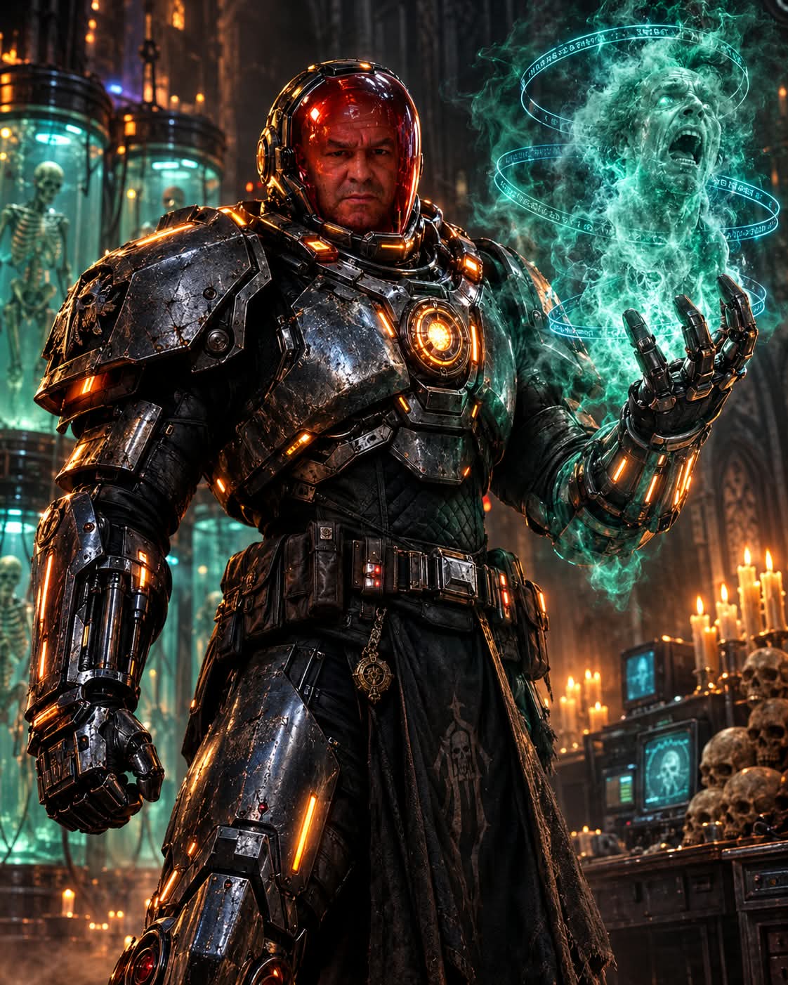 Photorealistic Gothic-Biopunk Space Necromancer
