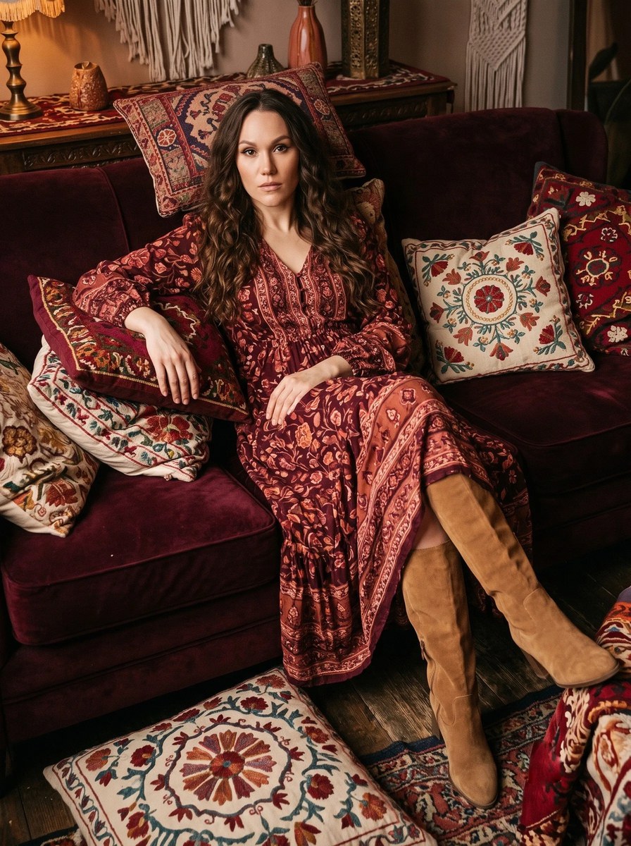 1970s Bohemian Fashion Editorial Portrait