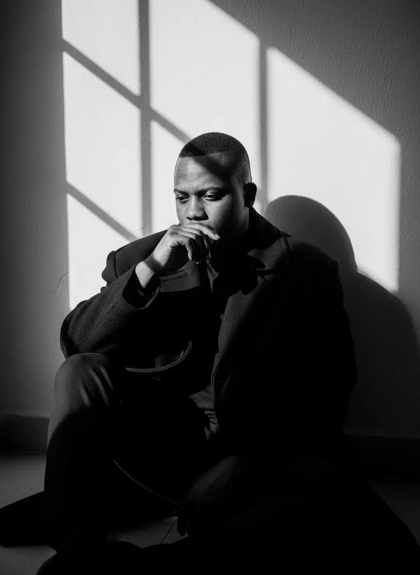 Cinematic Black-and-White Portrait of a Man