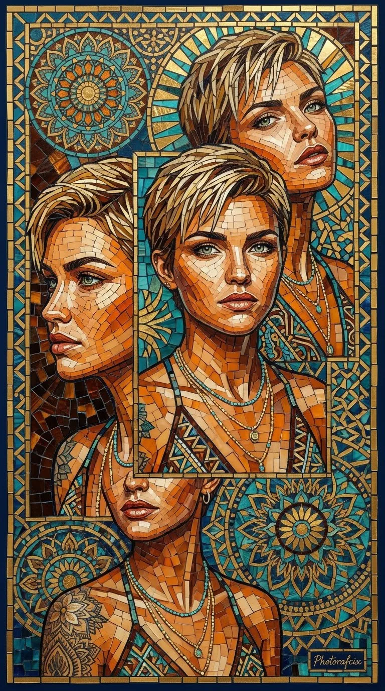 Layered Mosaic of Women's Portraits output 2