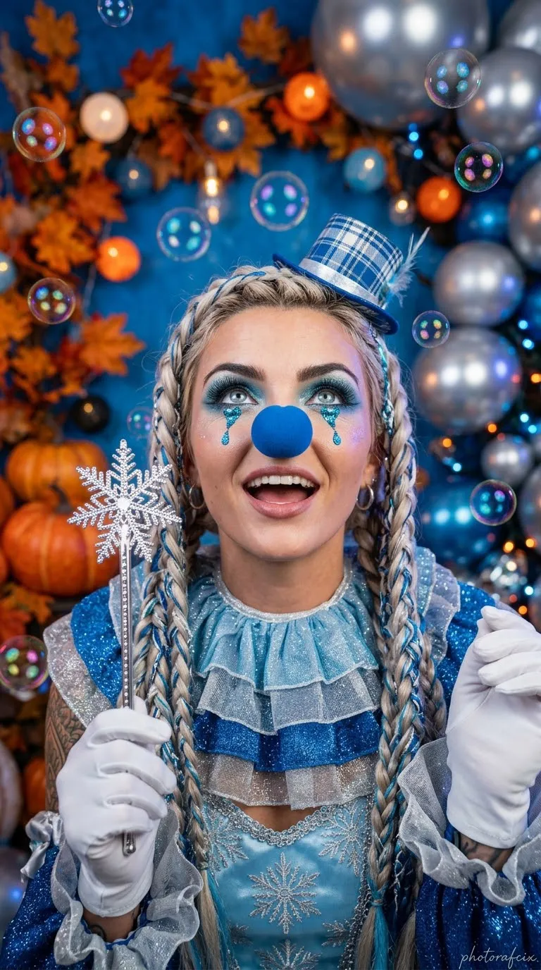 Whimsical Blue Circus Portrait output 2