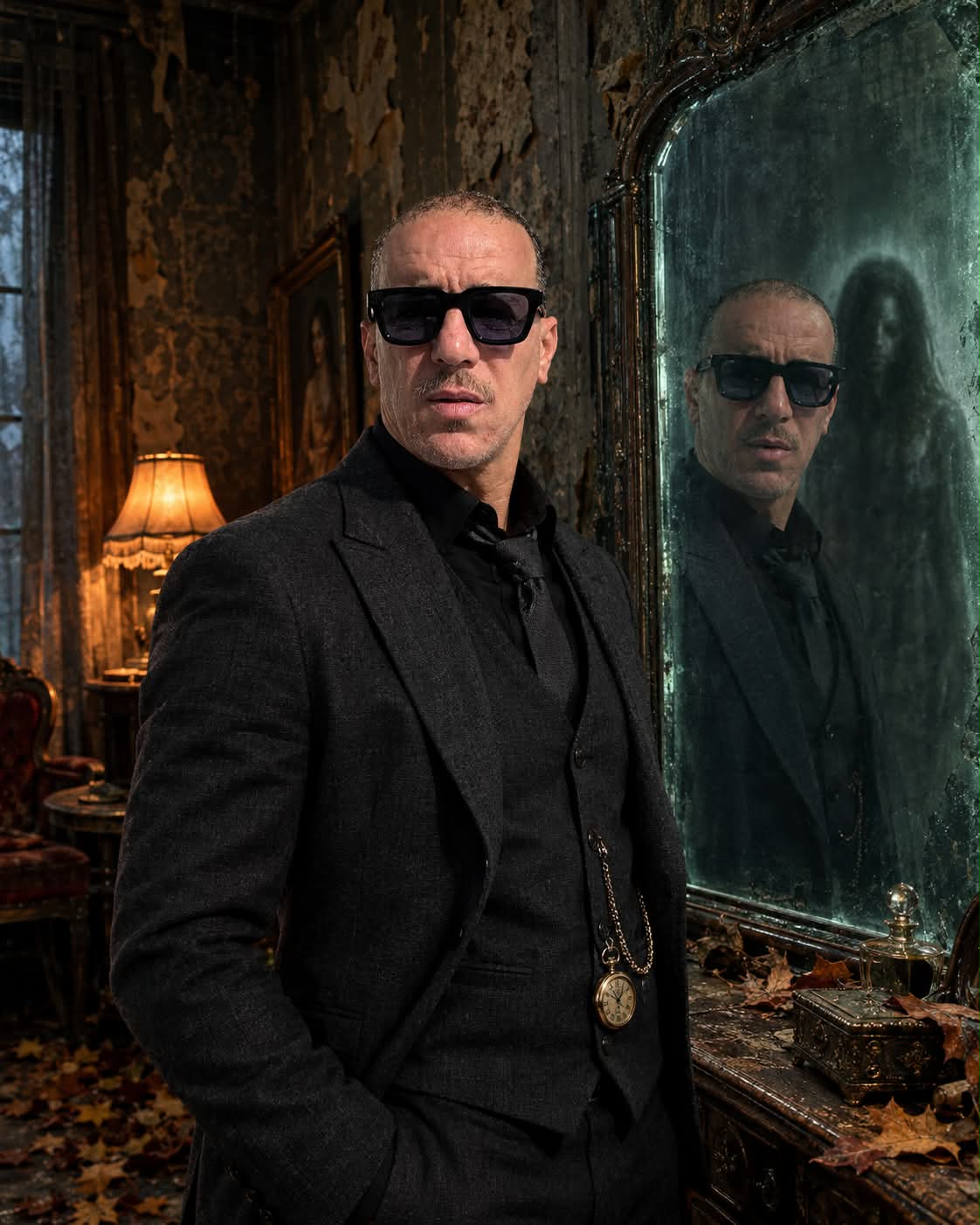 Halloween Portrait with a Haunted Mirror