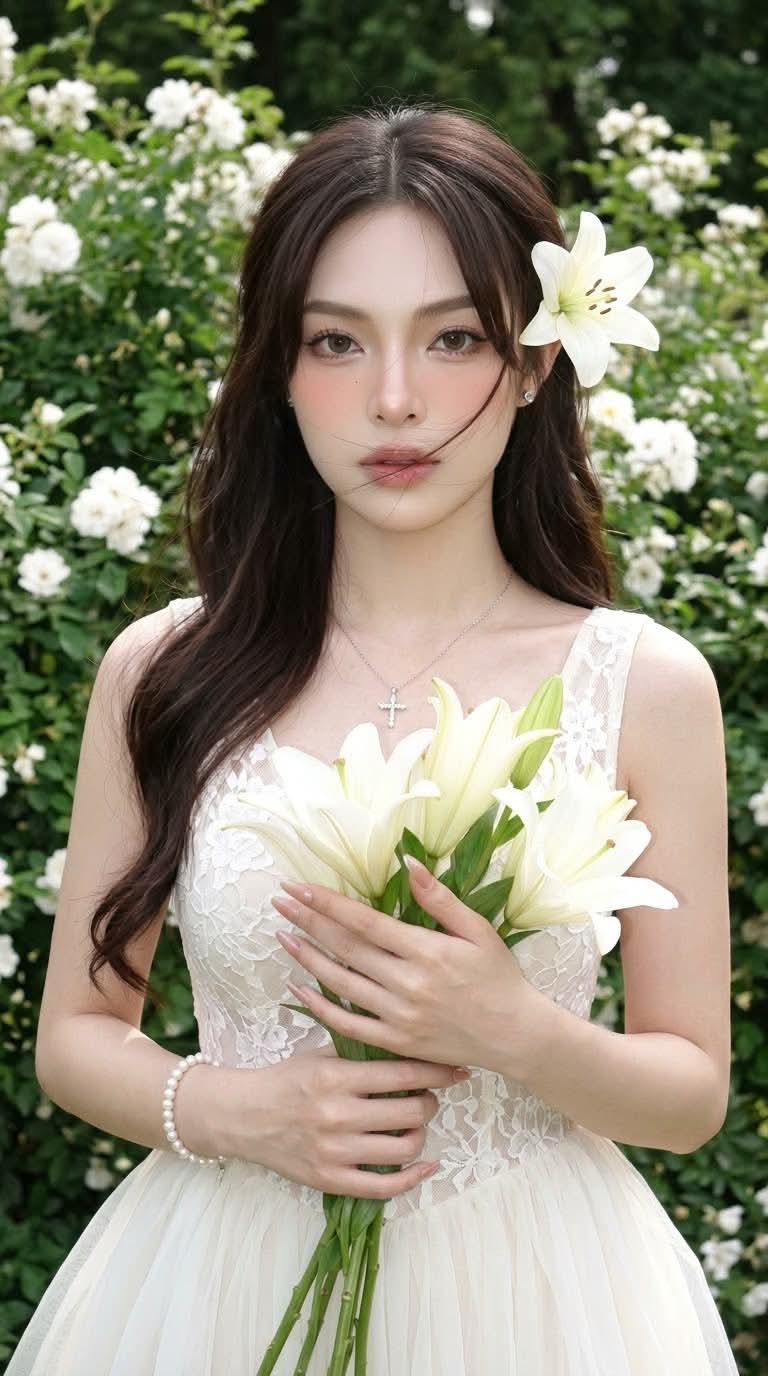 Y2K White Lily Garden Portrait output 2