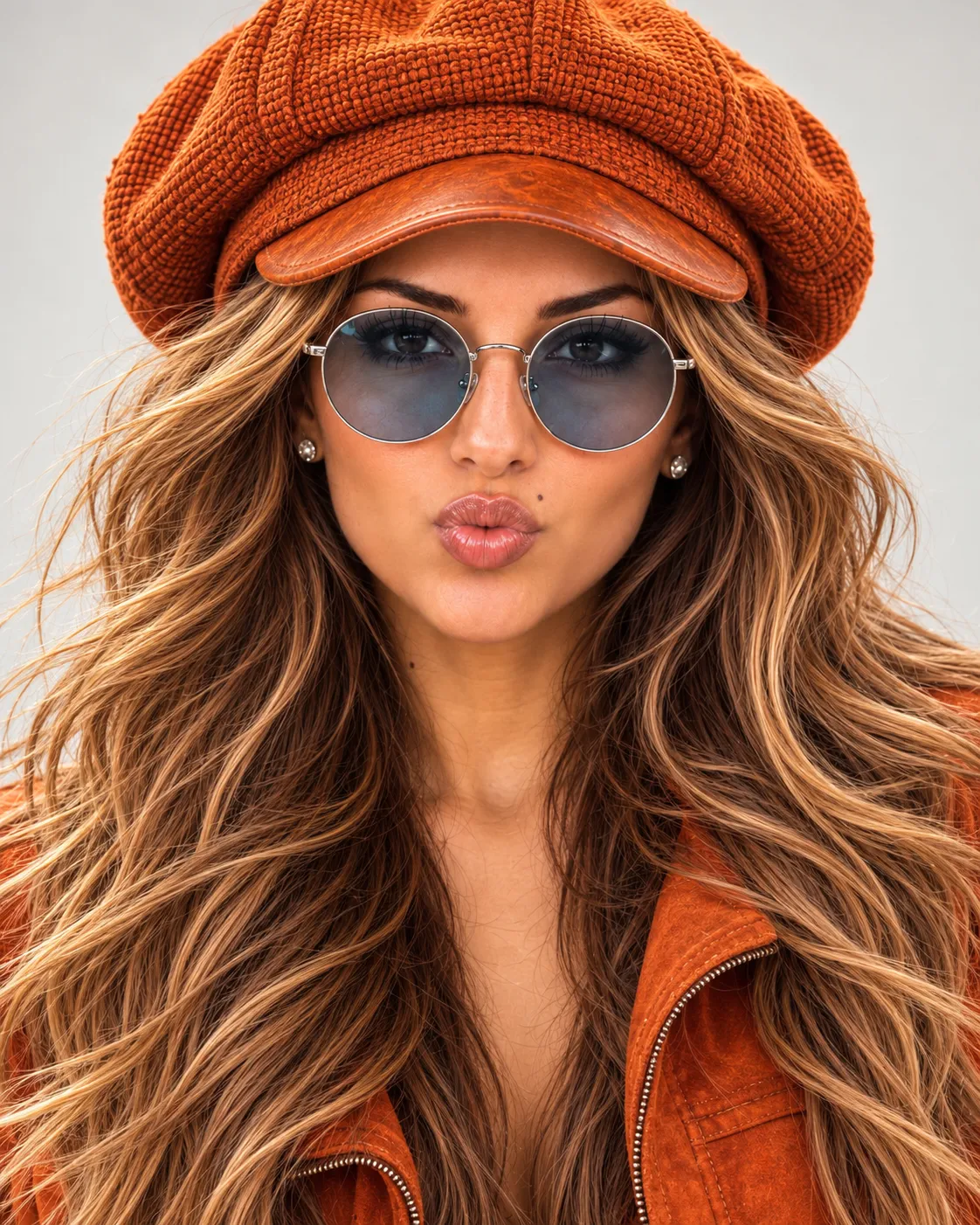 Retro Orange-Cap Fashion Portrait