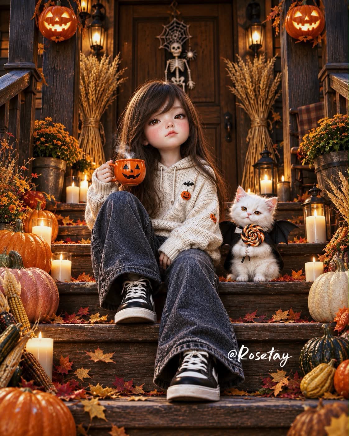 Spooky Halloween Porch 3D Render