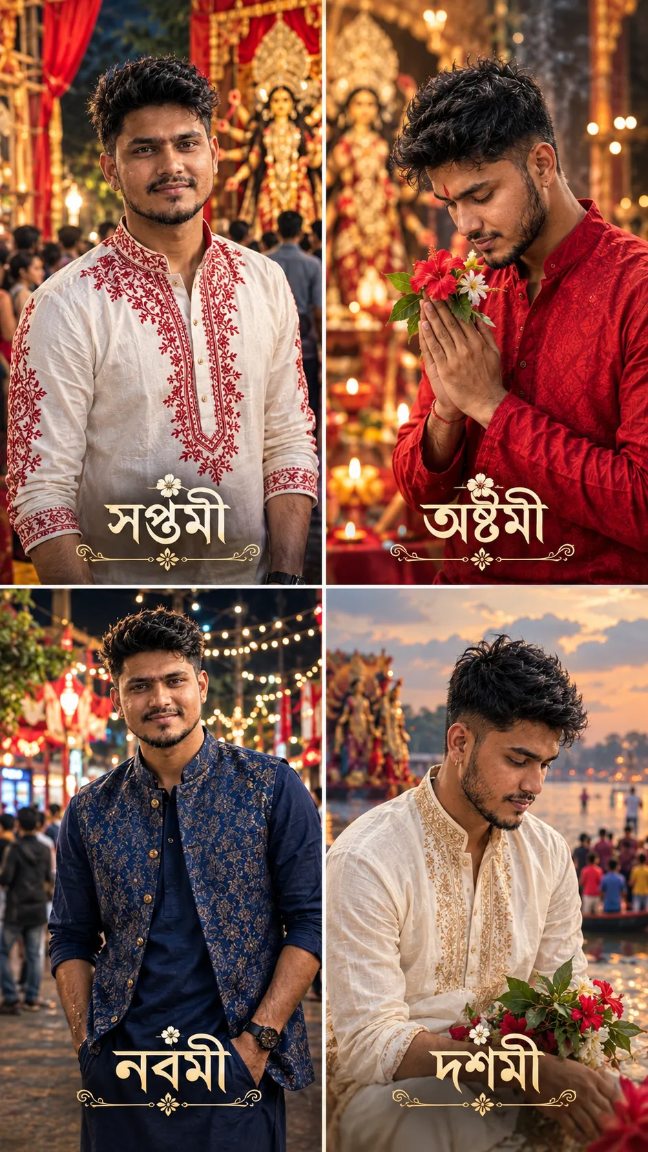 Four Durga Puja Outfits for a Young Indian Man