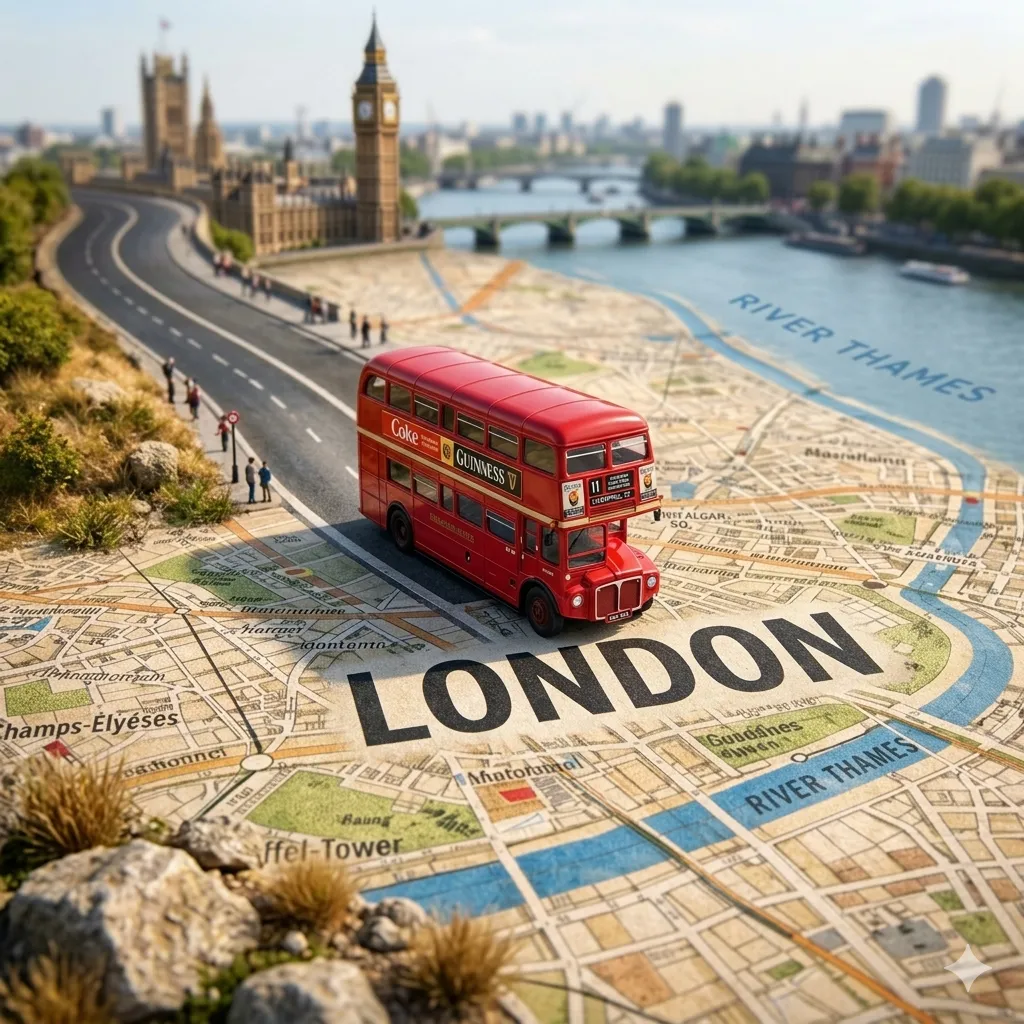 Miniature Tilt-Shift City Map Travel Poster