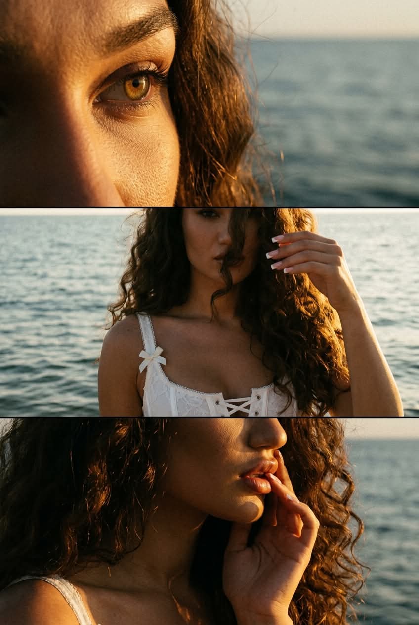 Golden-Hour Seaside Portrait Triptych output 2