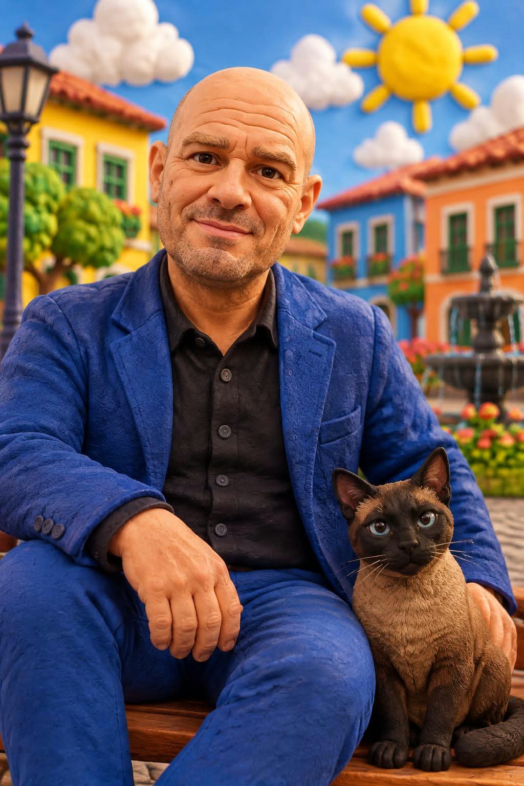 Claymation Portrait in a Colorful City Square output 1