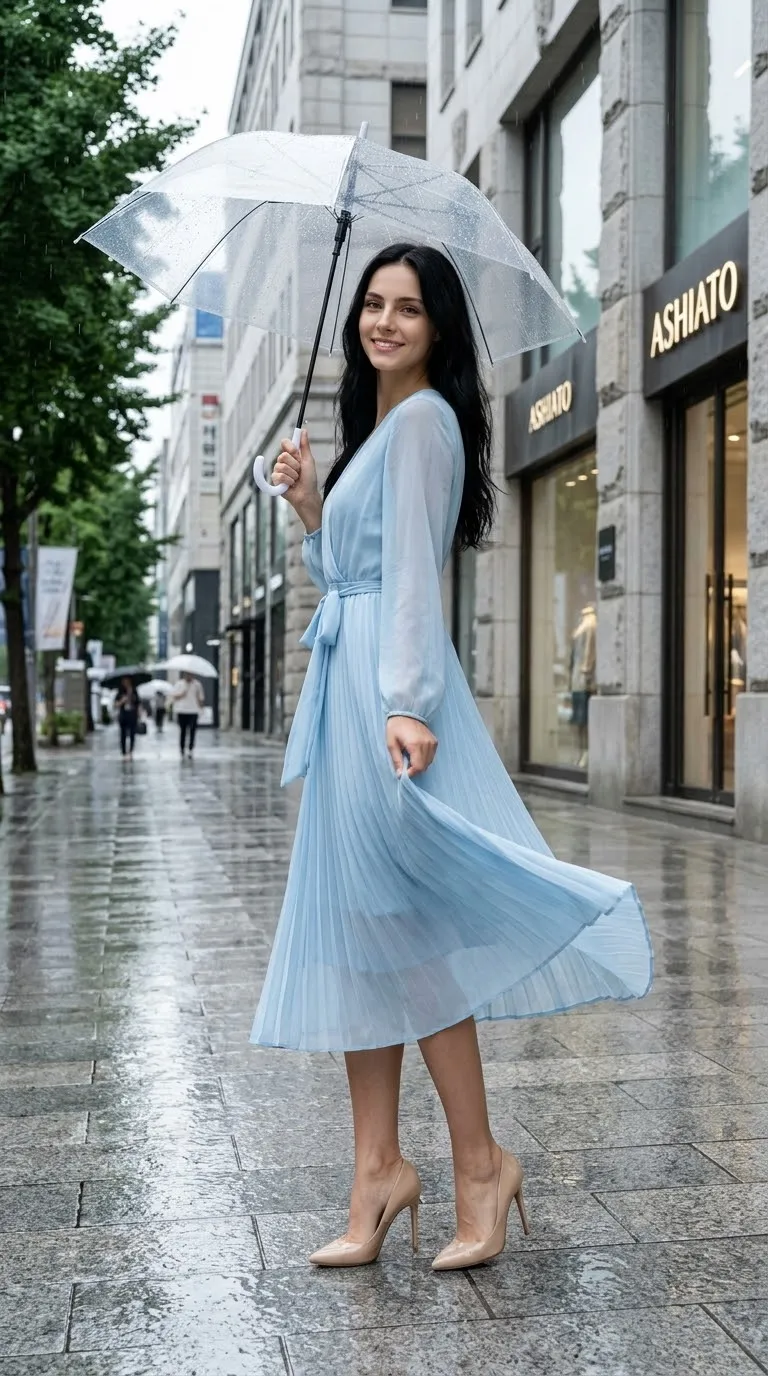 Rainy Korean City Fashion Editorial Portrait output 2