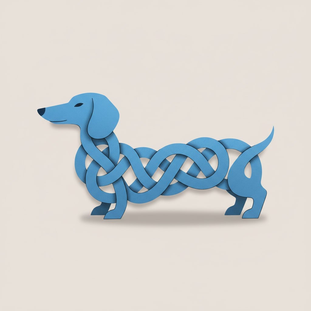 Minimalist Graphic Illustration of a Stylized Dachshund
