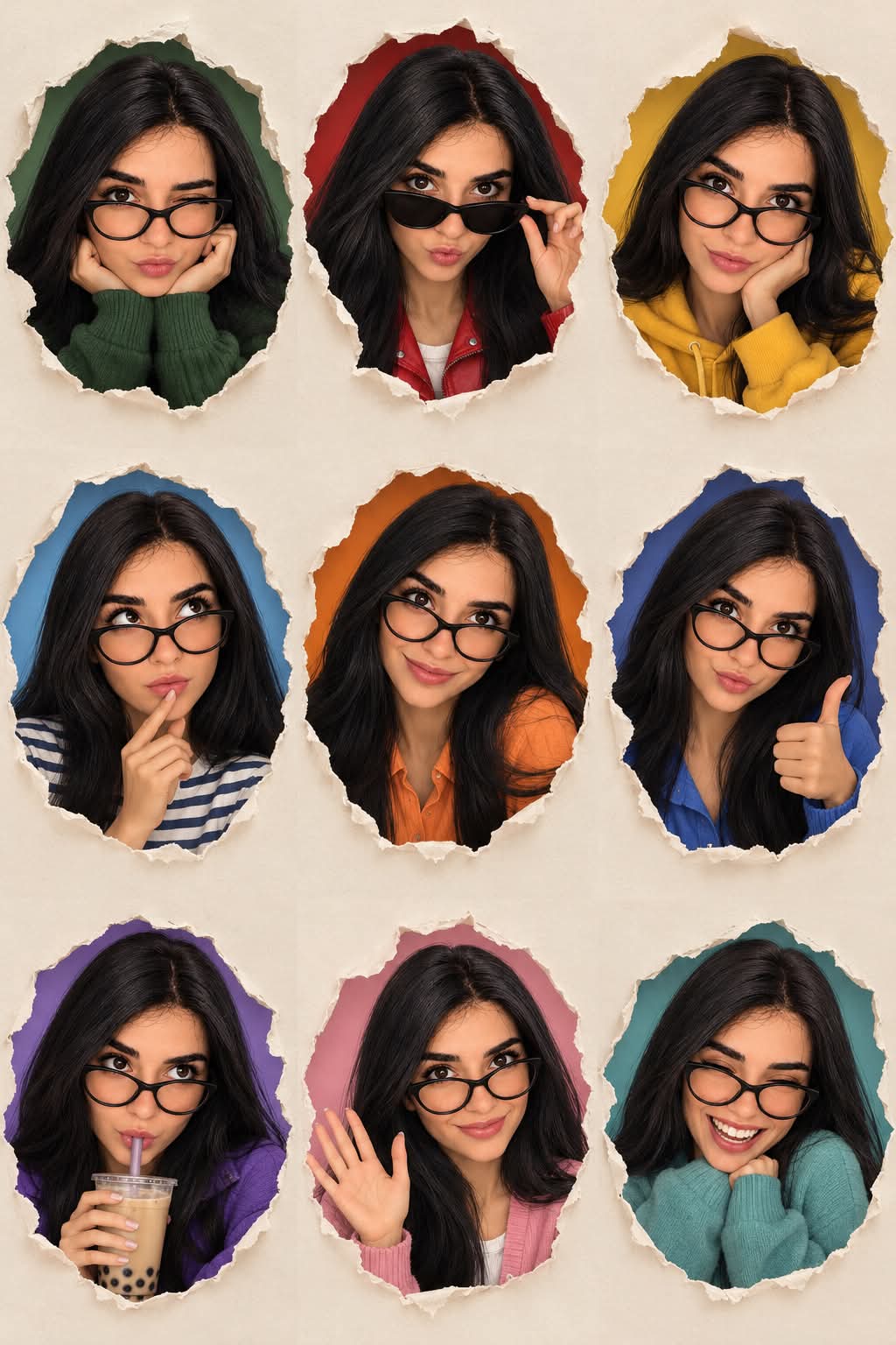 Pixar-Style 3D Avatar Expression Grid