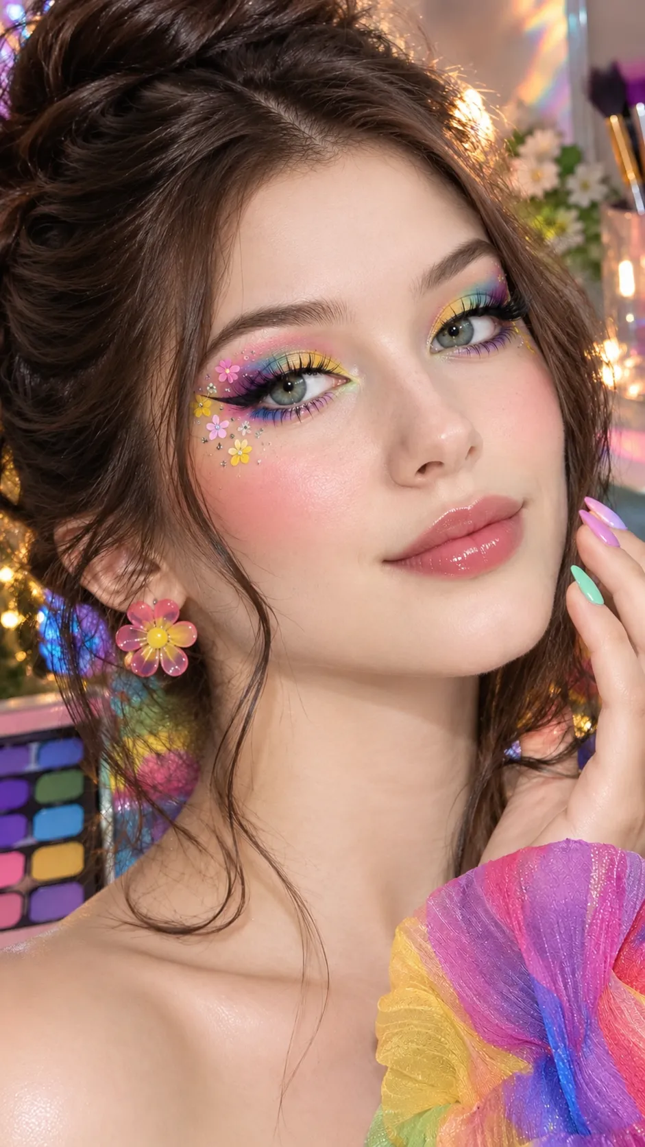 Rainbow Glam Beauty Portrait