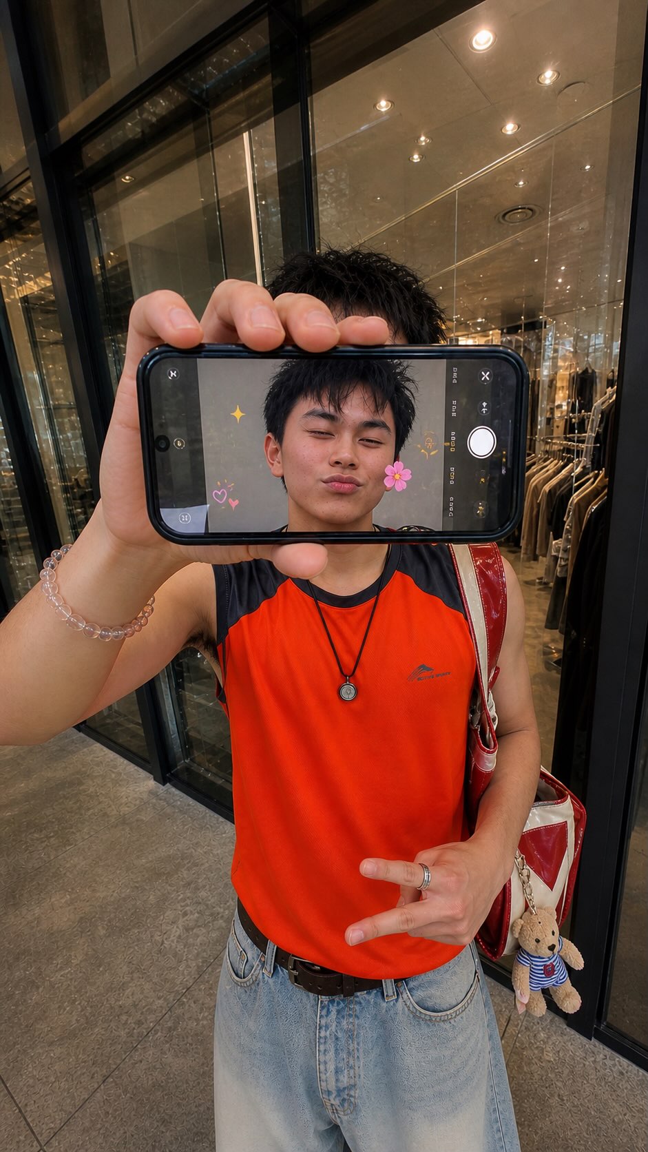 Phone-Within-a-Frame Streetwear Portrait output 2