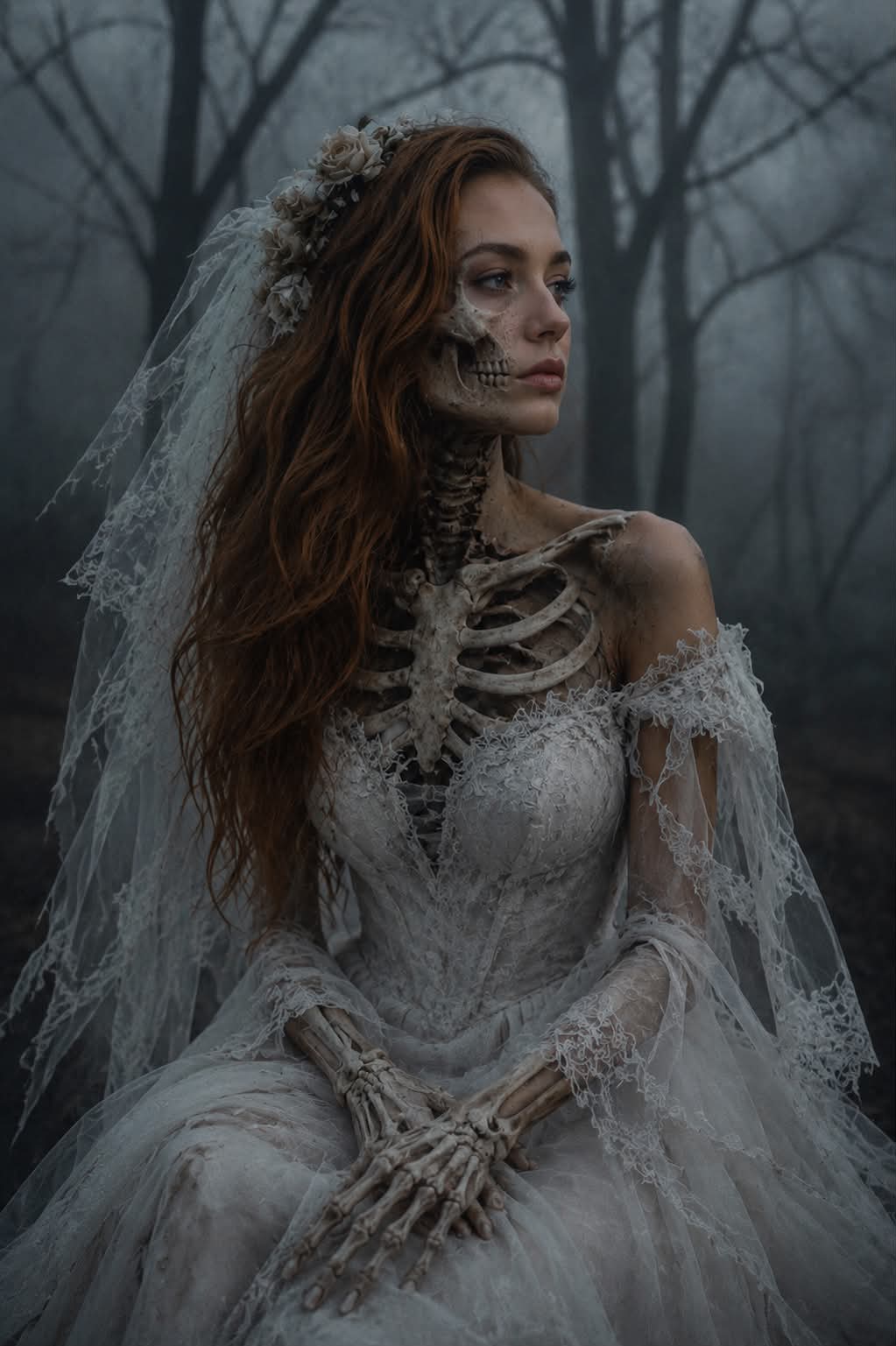 Gothic Skeleton Bride Portrait output 1