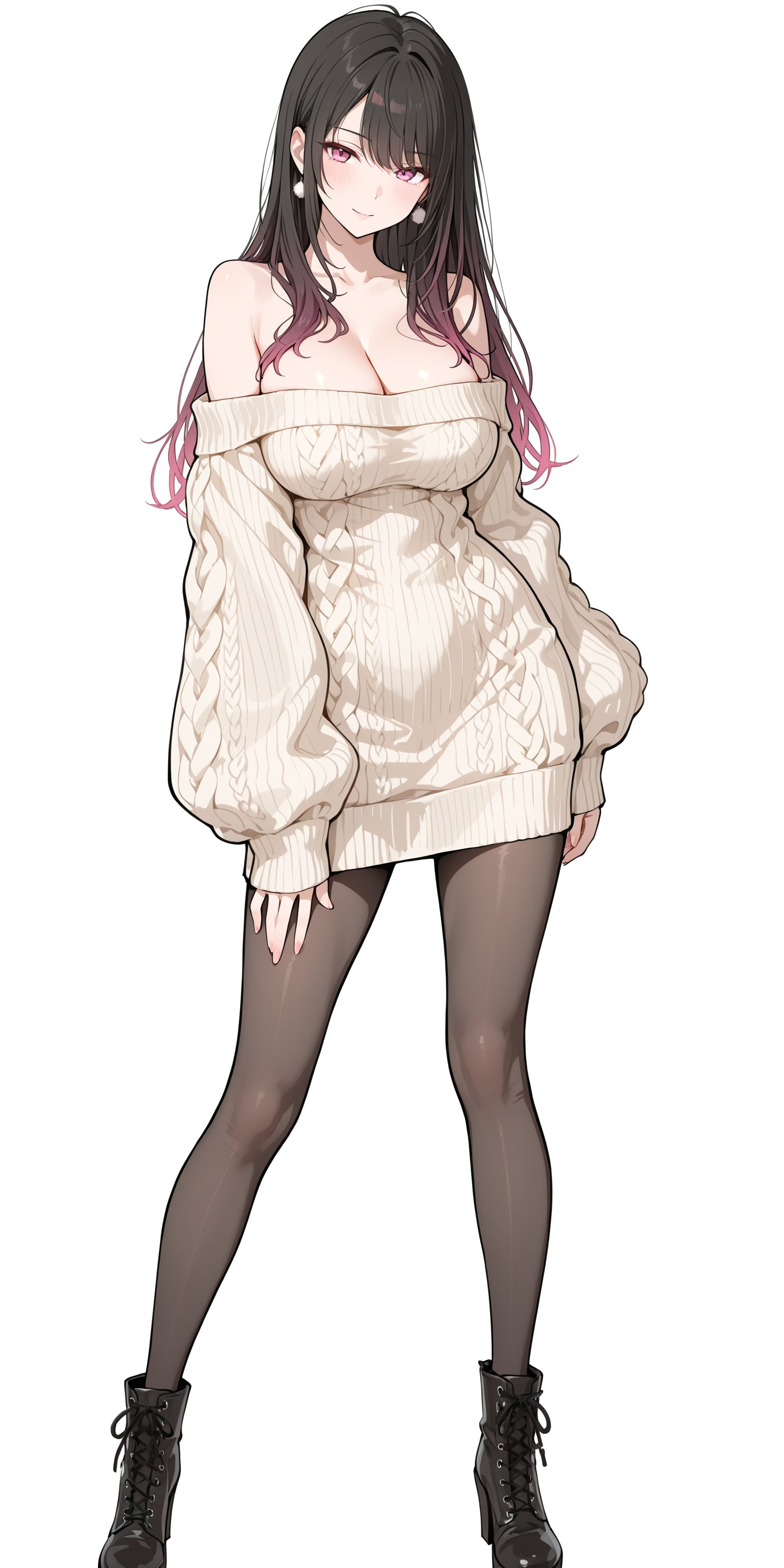 Anime Girl in an Oversized Sweater and Combat Boots