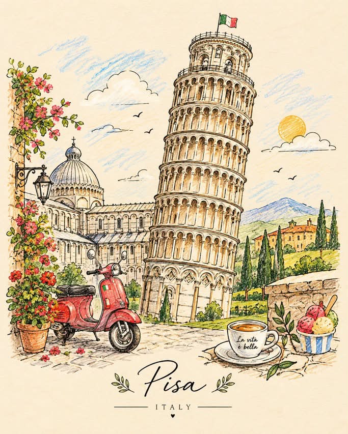 Vintage Travel Coloring-Book Illustration output 2