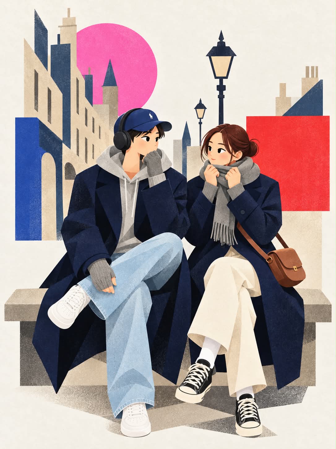 Flat Geometric Editorial Character Poster