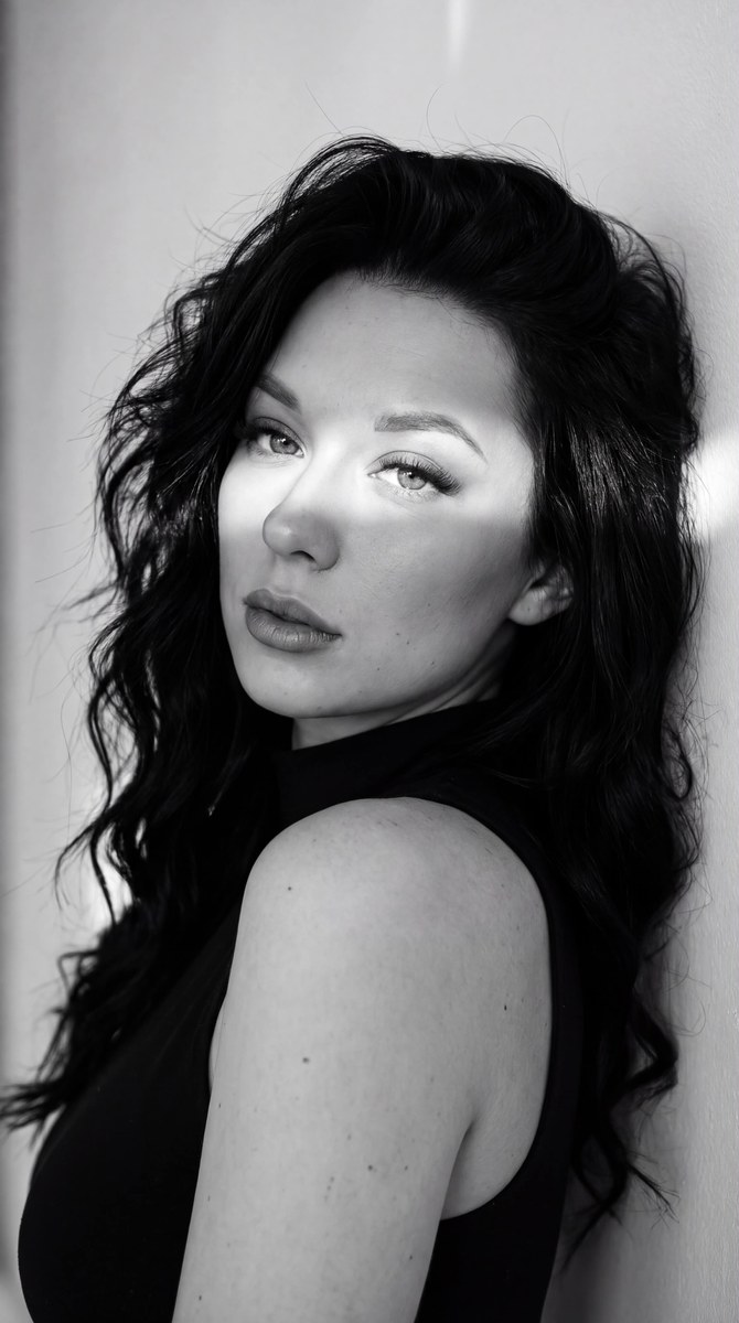Dramatic Black-and-White Beauty Portrait