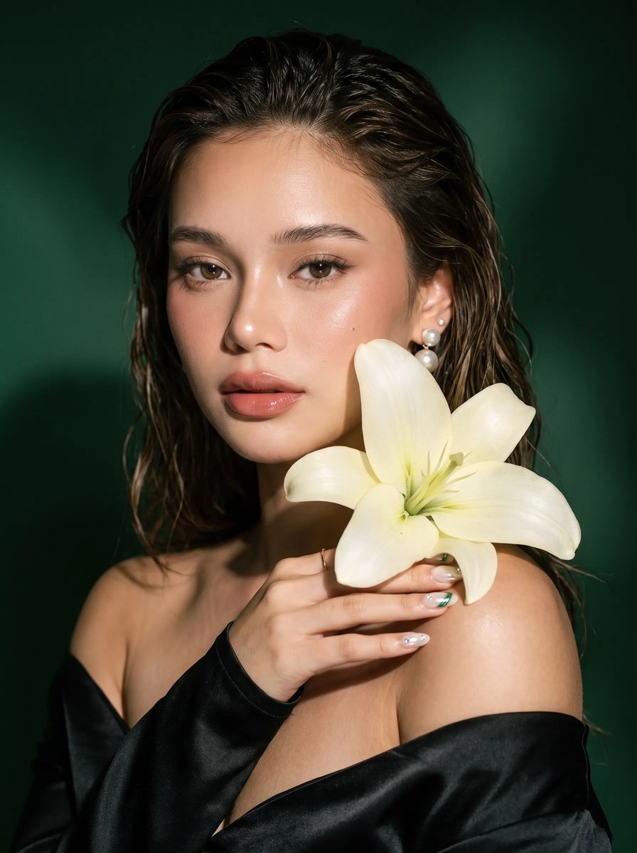 White Lily in Dark Green Light