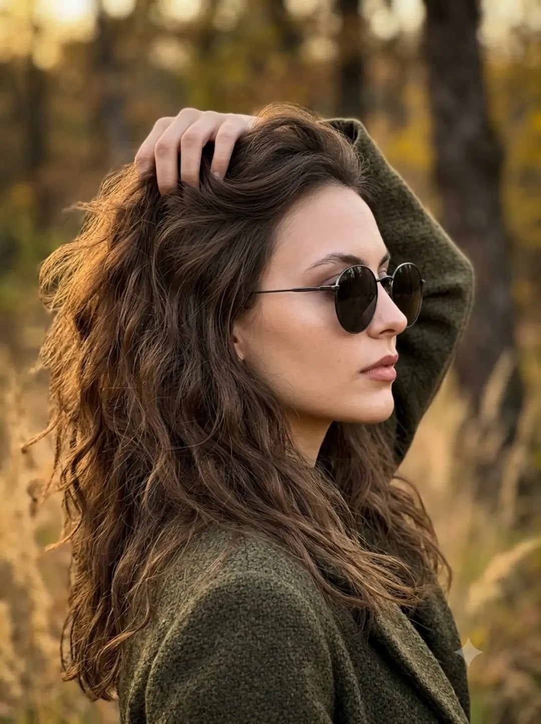 Woman with Glasses in a Field