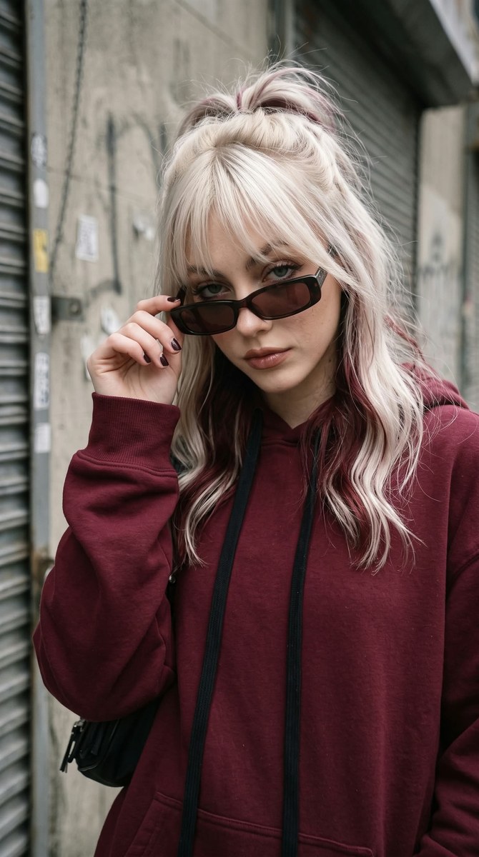 Burgundy Y2K Street-Style Portrait output 5