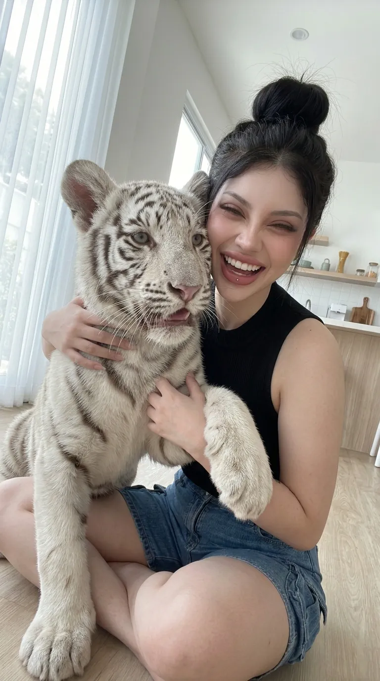 Smartphone Selfie with a White Tiger Cub output 5