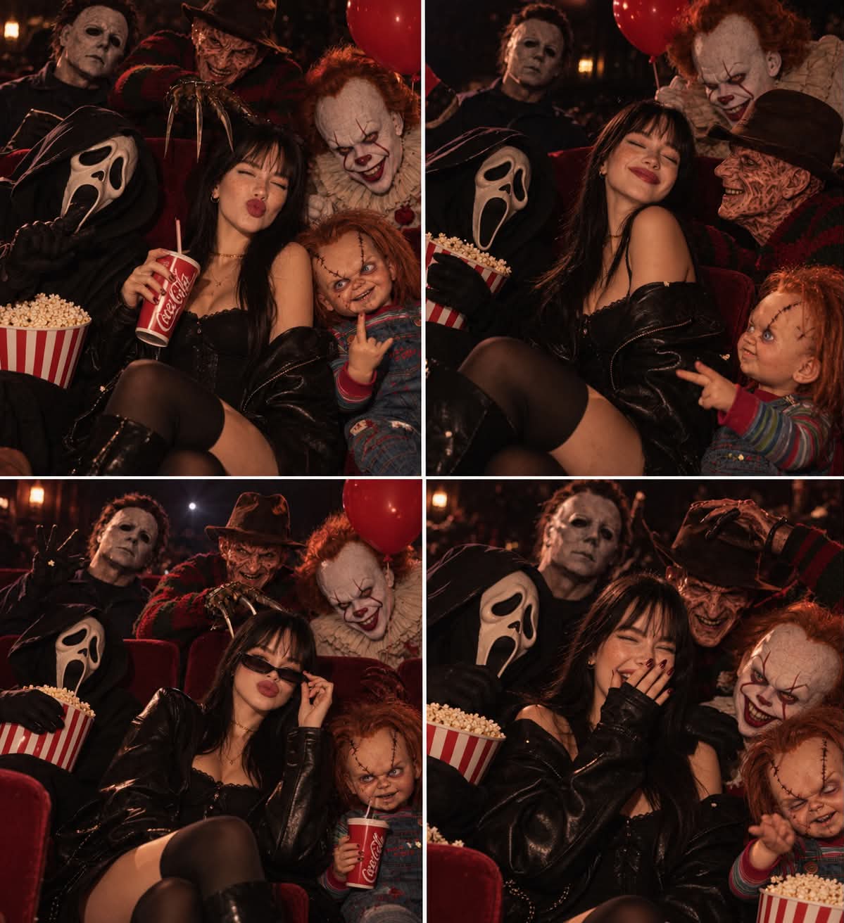 Cinematic Halloween Movie-Theater Scene with Horror Villains output 3