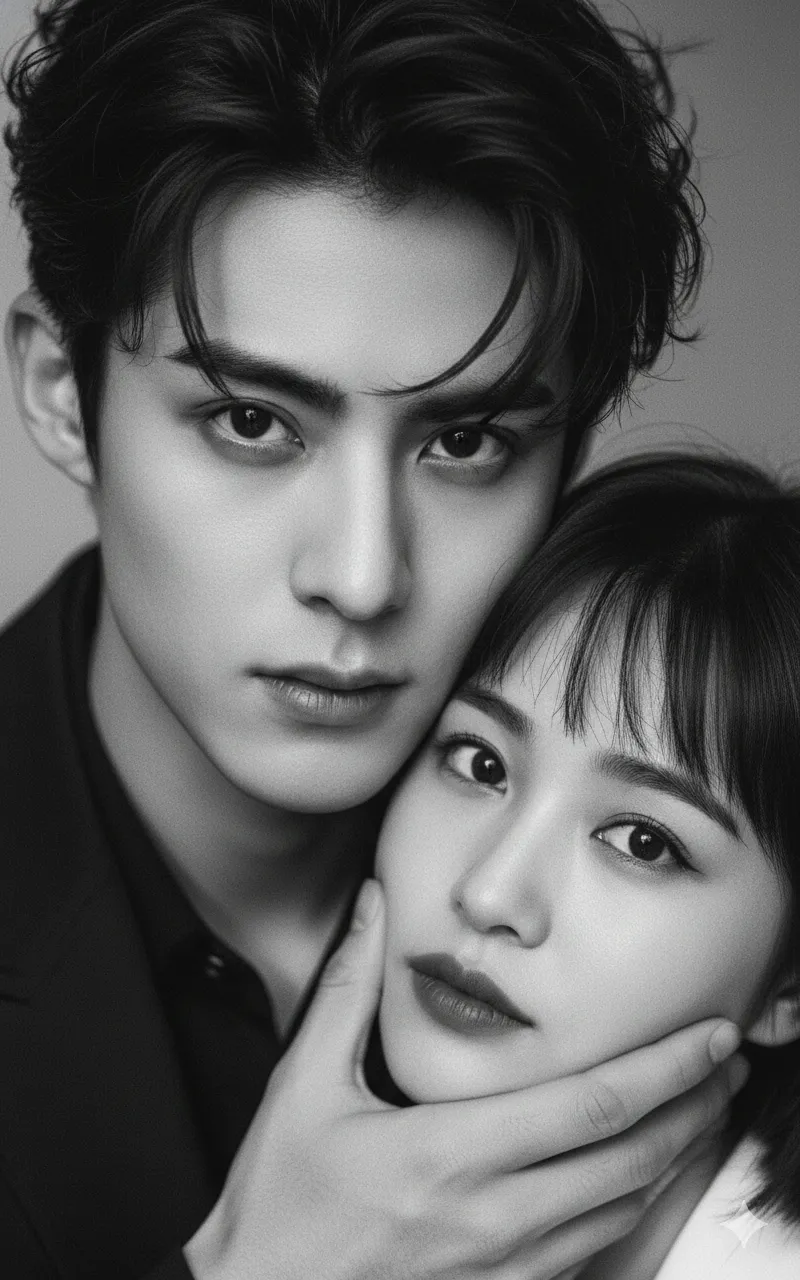 Intimate Black-and-White Couple Close-Up output 3