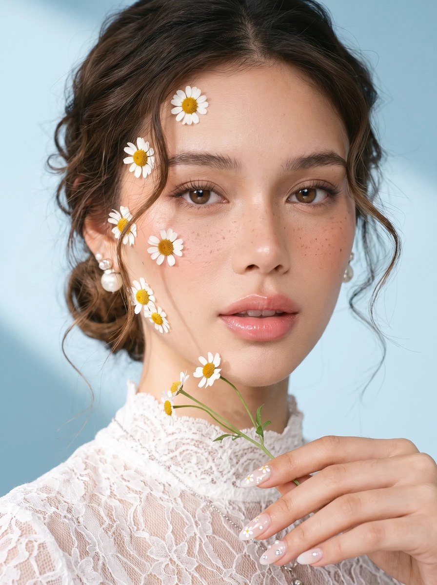White Daisy Spring Beauty Portrait