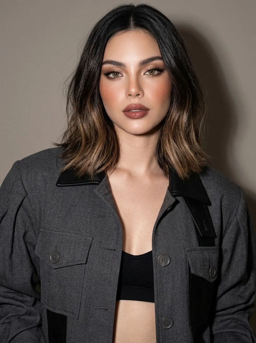 Charcoal Tailored Jacket Direct-Flash Fashion Portrait