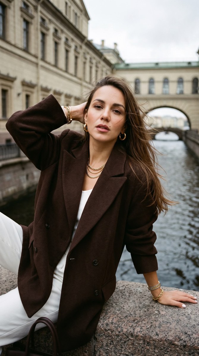 Analog-Film Fashion Editorial on a St. Petersburg Embankment