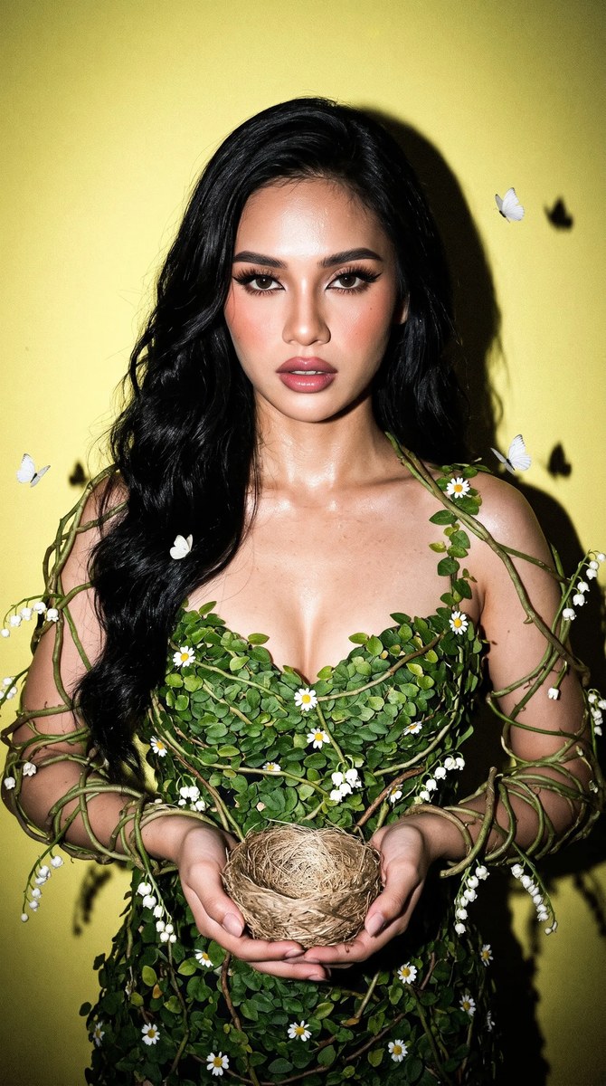 Ultra-Realistic Creeping Fig Fashion Portrait