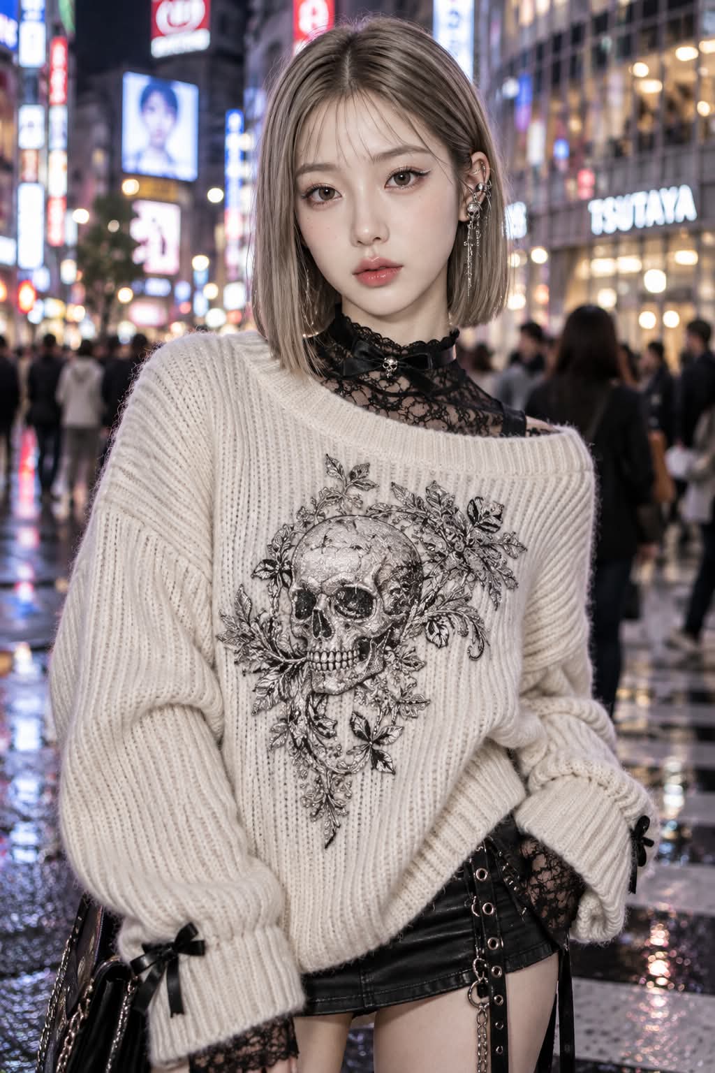 Ash-Beige Bob in Shibuya