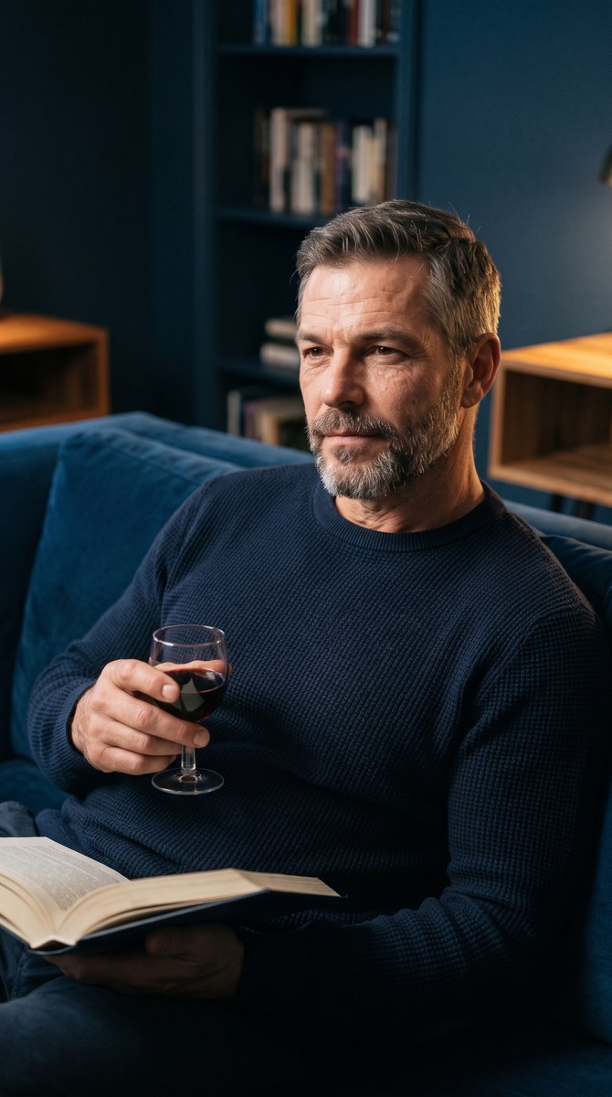 Documentary Portrait in a Blue Living Room