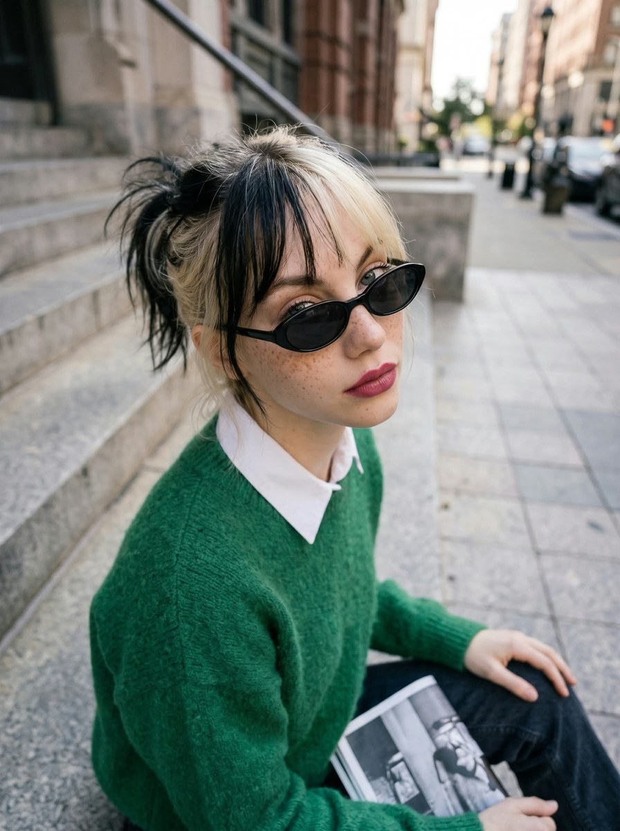 Street-Style Portrait Beside a Curved Mirror output 8