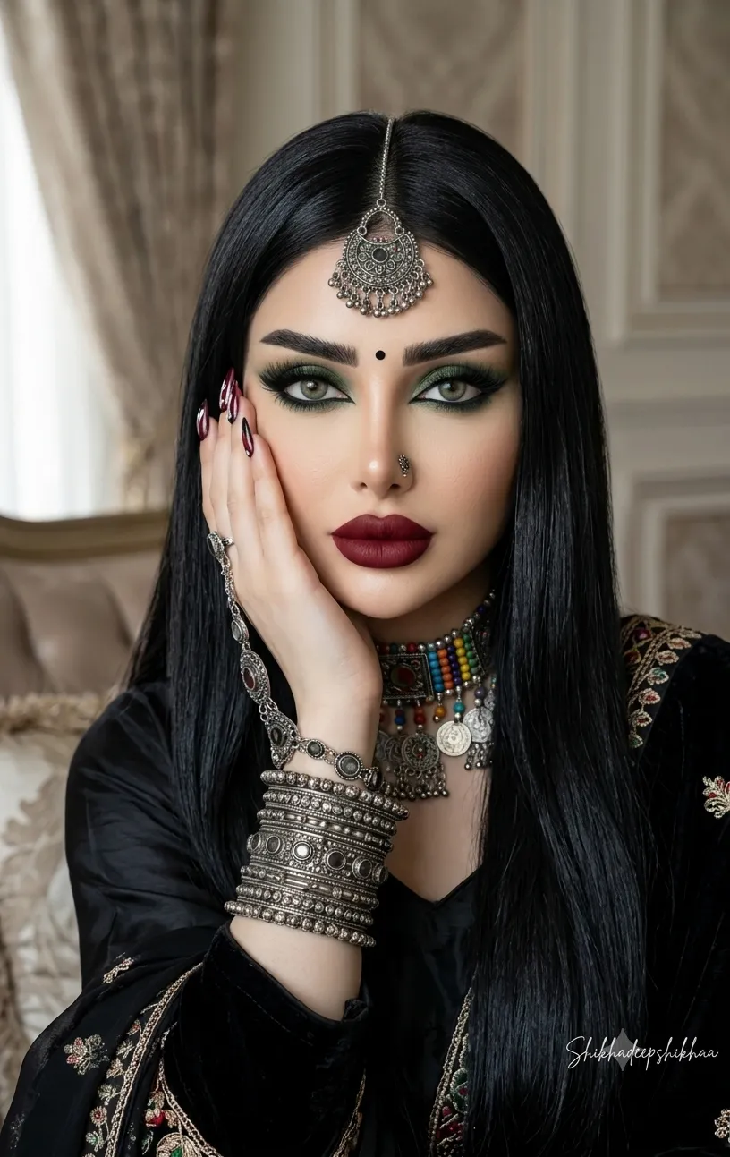 Luxury Afghan-Inspired Beauty Editorial Portrait output 3