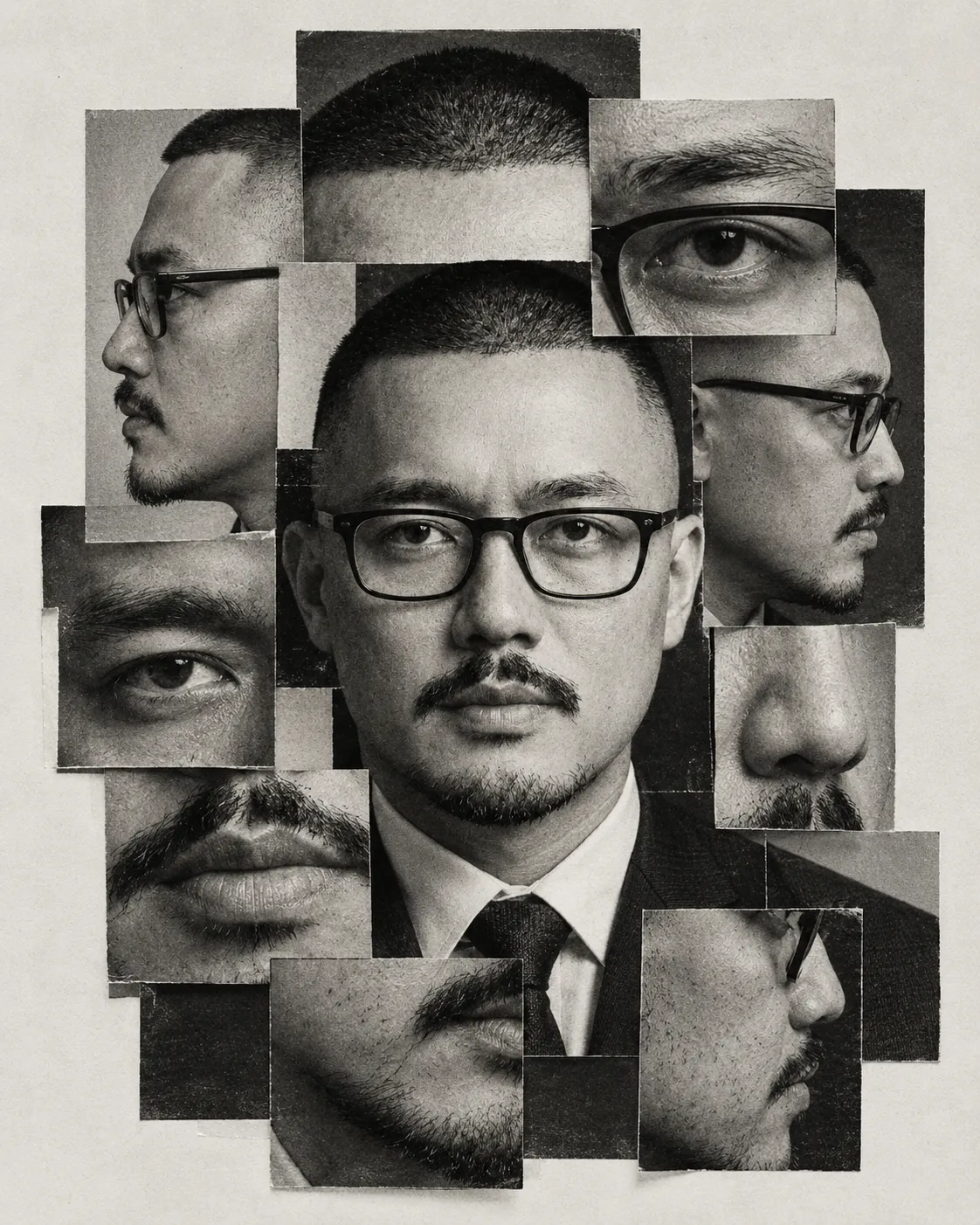 Black-and-White Fragmented Portrait Collage output 2