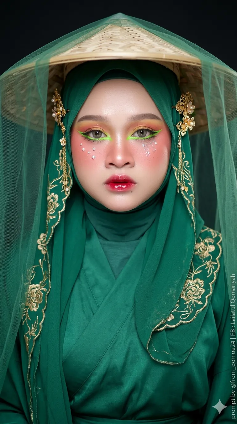 Emerald Hanfu Portrait with Artistic Glam Makeup