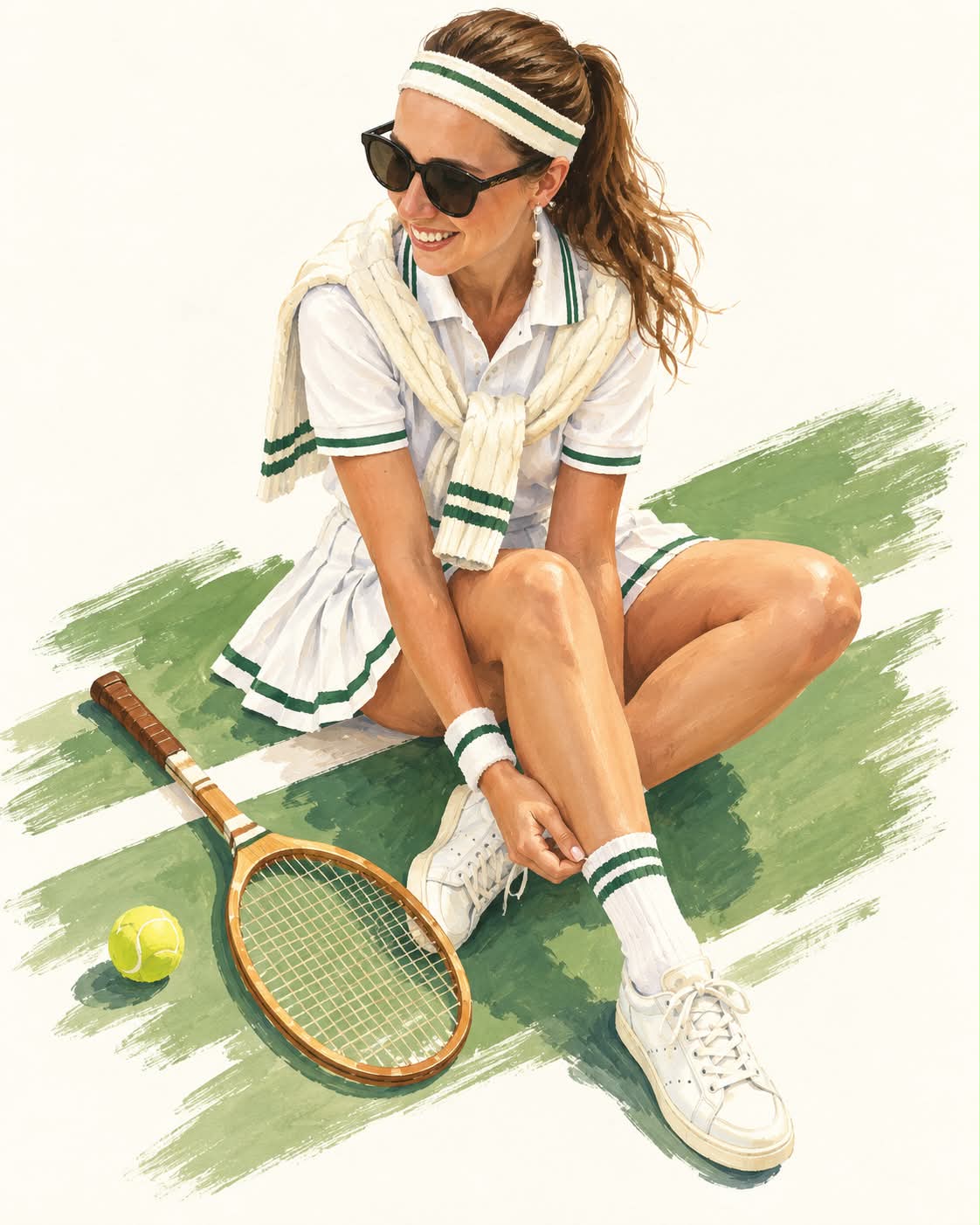 Retro Tennis Club Fashion Illustration output 3