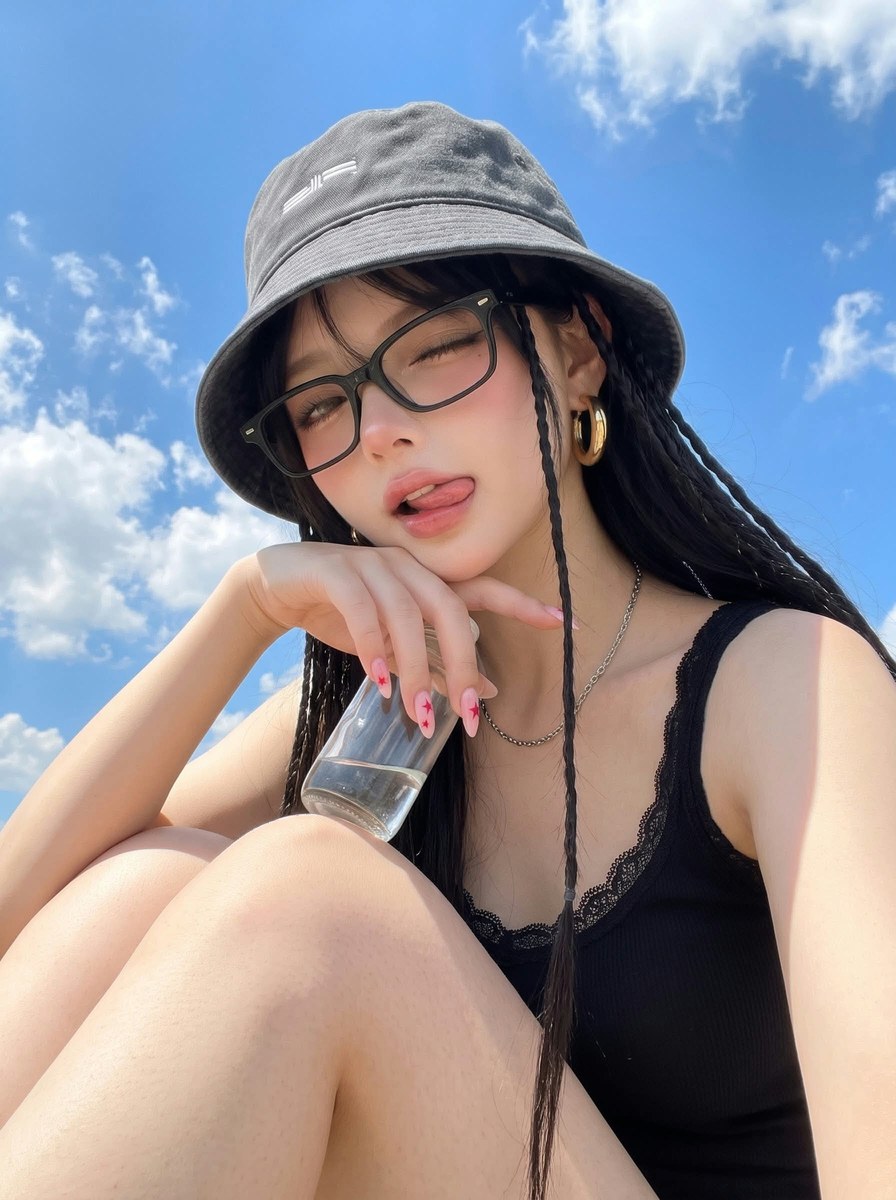 Low-Angle Sky Portrait with Micro-Braids output 3