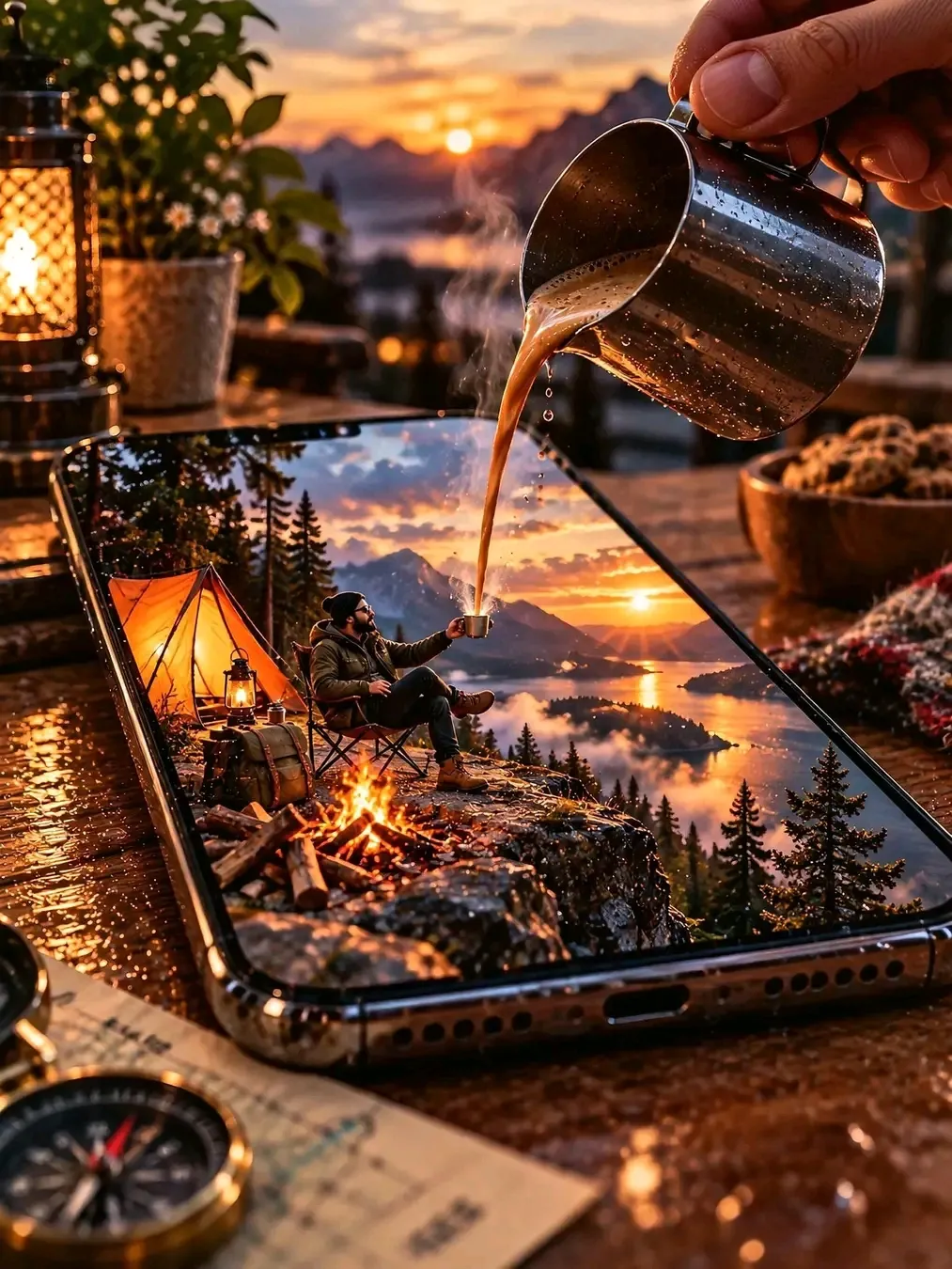 Surreal Smartphone Campsite Micro Scene output 1