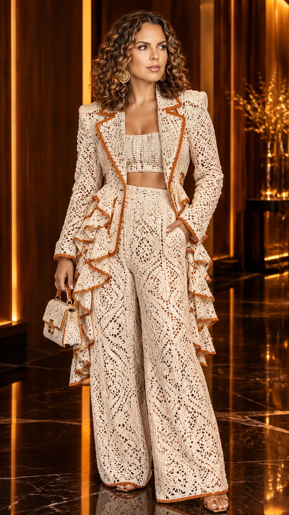 Luxury Champagne Crochet Fashion Editorial output 2