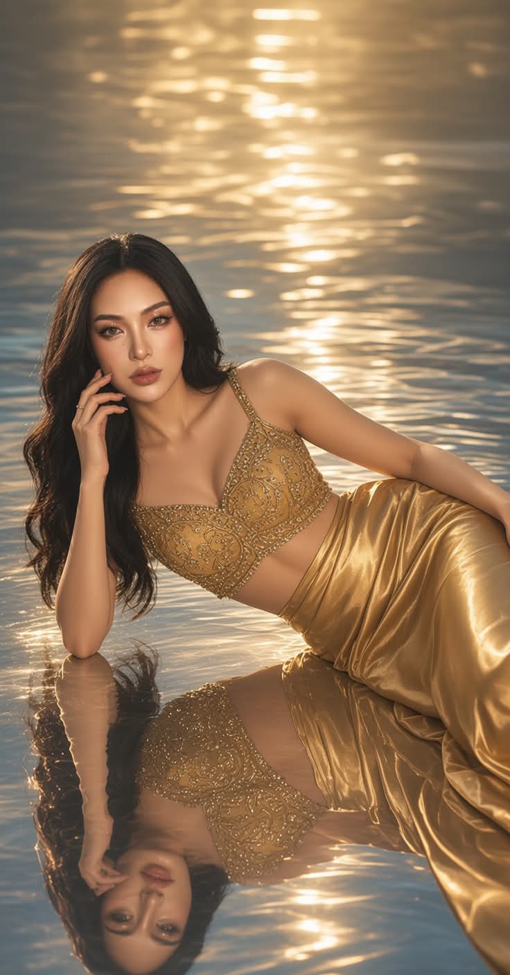 Golden Water-Reflection Editorial Portrait output 2