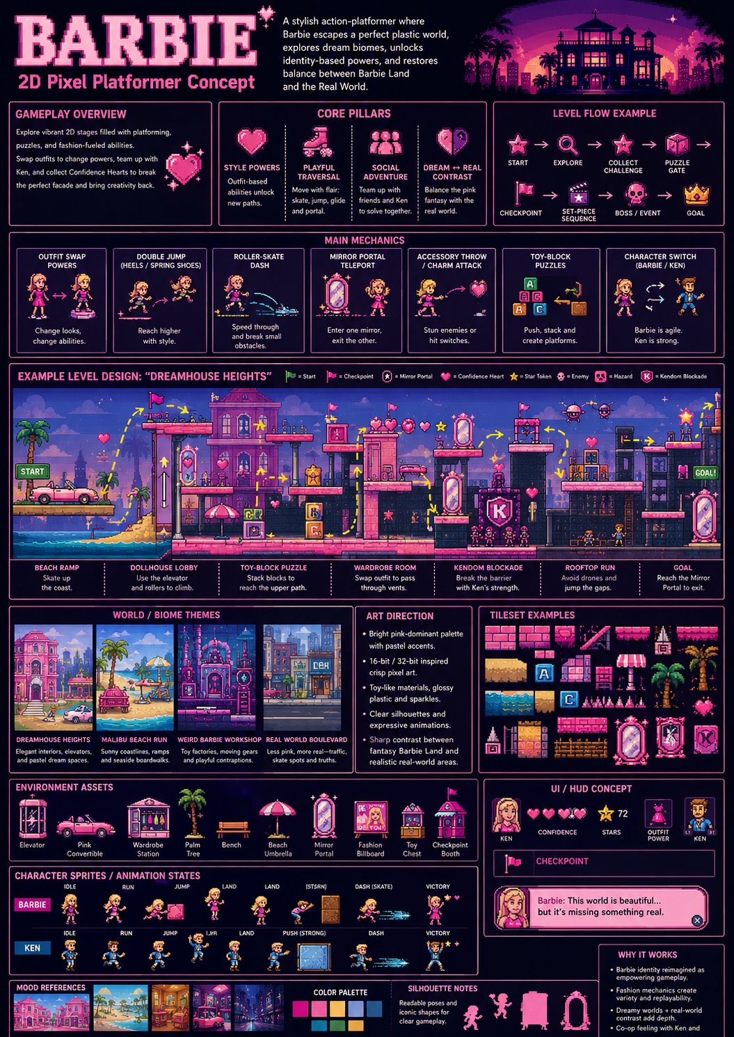 Film-to-Platformer Pixel-Art Game Design Board output 3