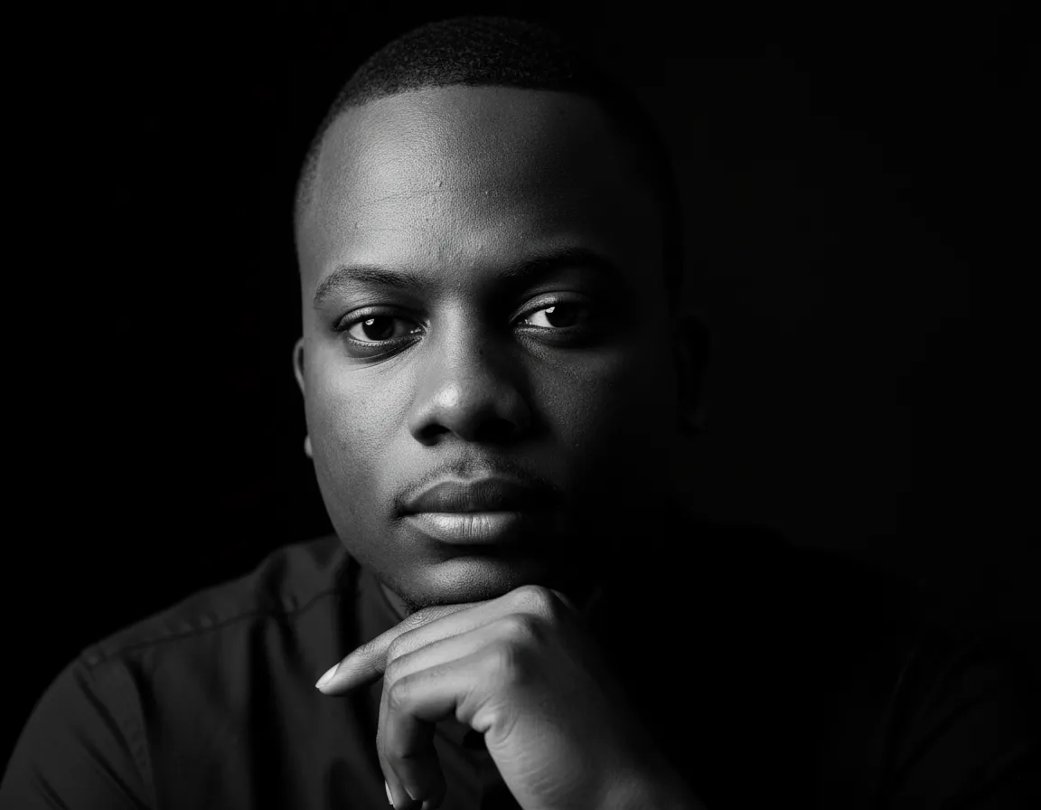 High-Contrast Black-and-White Portrait