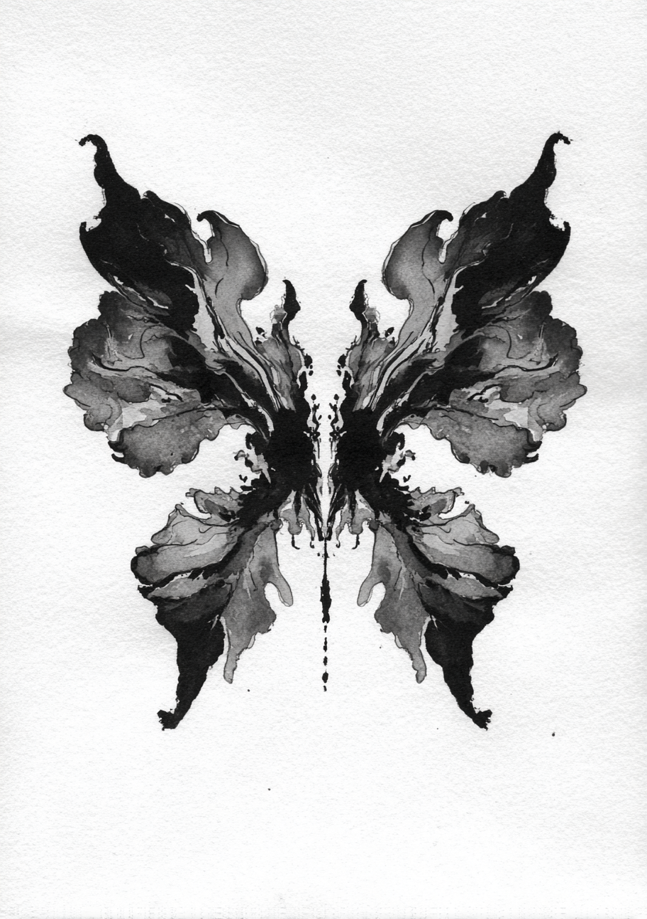Symmetrical Rorschach Wing Tattoo Design