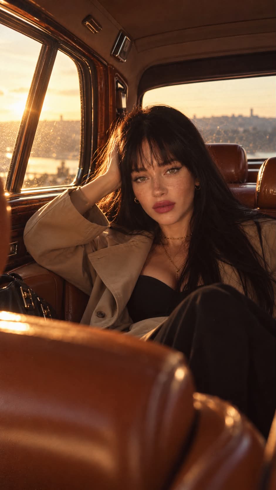 Golden-Hour Portrait in a Vintage Luxury Car output 2